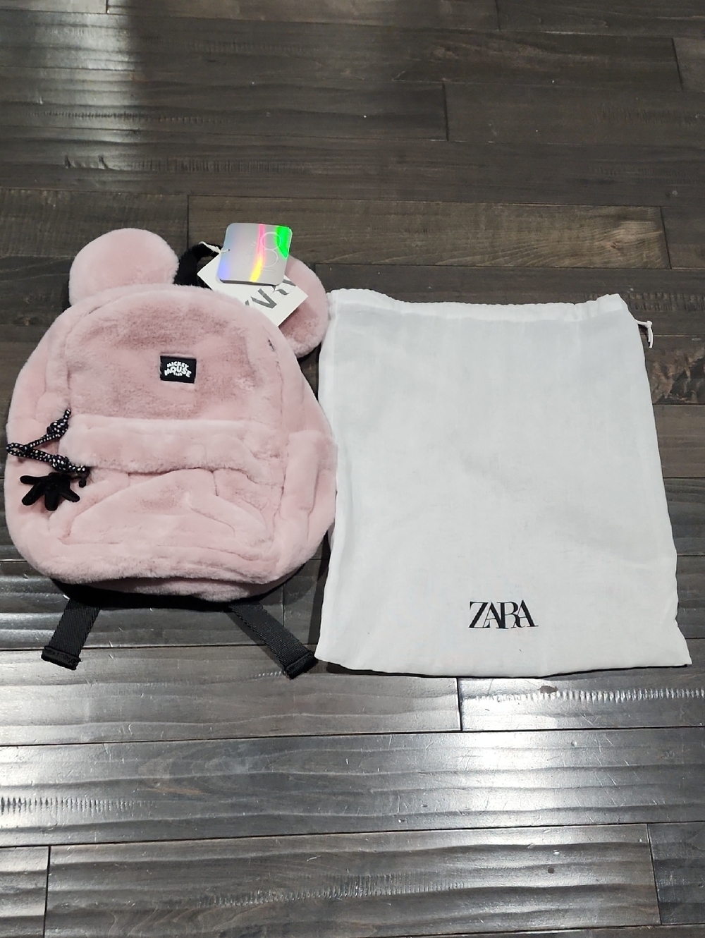 Mickey Mouse ZARA Kids 100th Anniversary Soft Pink Faux Fur Kids Backpack